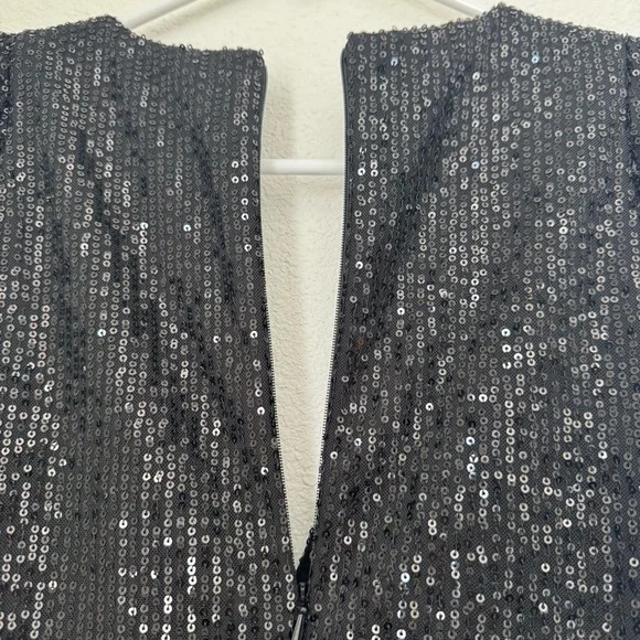 Mac Duggal Ieena Long Sleeve Wide-Leg Sequin Jumpsuit NWT in Black 2 - Picture 11 of 16